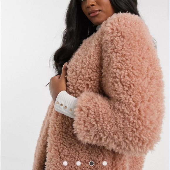 MANGO Pink Faux Fur Jacket NWT - Picture 2 of 7